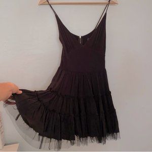 LF LOVE & LIES Black Distressed Hem Ruffle Dress